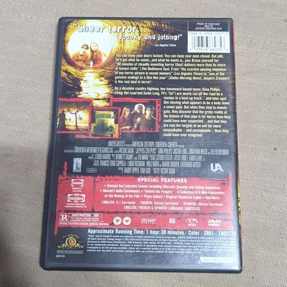 Jeepers Creepers Double Feature 1 & 2  lot of 2 DVDs - Picture 3 of 7